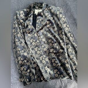 Velvet floral six button blazer